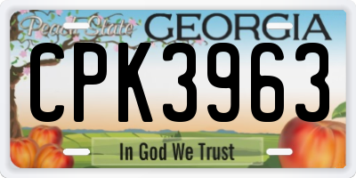 GA license plate CPK3963