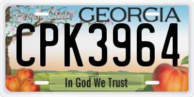 GA license plate CPK3964