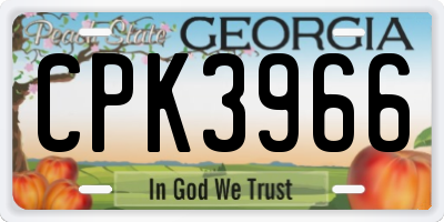 GA license plate CPK3966