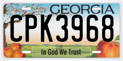 GA license plate CPK3968