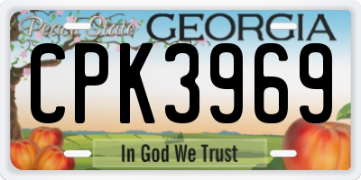 GA license plate CPK3969