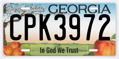 GA license plate CPK3972