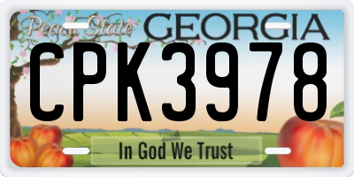 GA license plate CPK3978