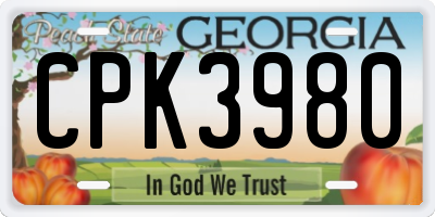 GA license plate CPK3980