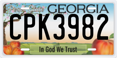 GA license plate CPK3982