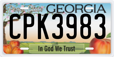 GA license plate CPK3983