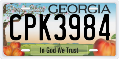 GA license plate CPK3984