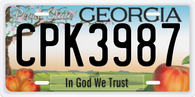 GA license plate CPK3987