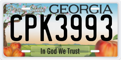 GA license plate CPK3993