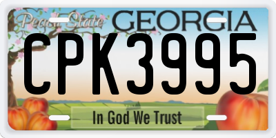 GA license plate CPK3995