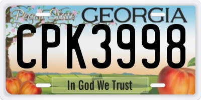 GA license plate CPK3998