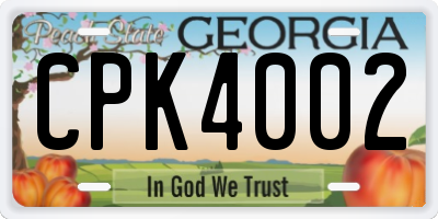 GA license plate CPK4002