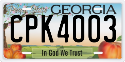 GA license plate CPK4003