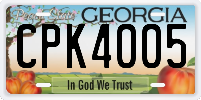 GA license plate CPK4005