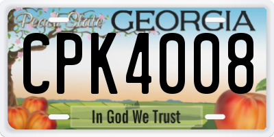 GA license plate CPK4008