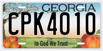 GA license plate CPK4010