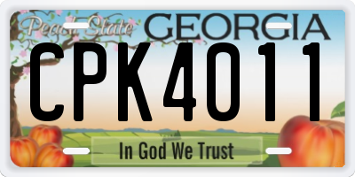 GA license plate CPK4011