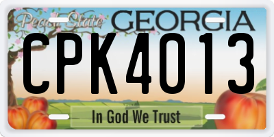 GA license plate CPK4013