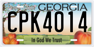 GA license plate CPK4014