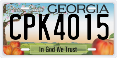 GA license plate CPK4015