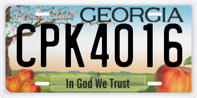 GA license plate CPK4016