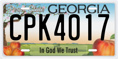 GA license plate CPK4017
