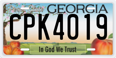 GA license plate CPK4019