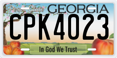 GA license plate CPK4023
