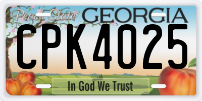 GA license plate CPK4025