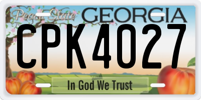 GA license plate CPK4027