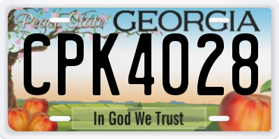 GA license plate CPK4028