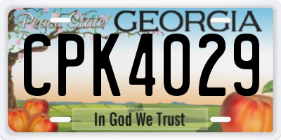 GA license plate CPK4029