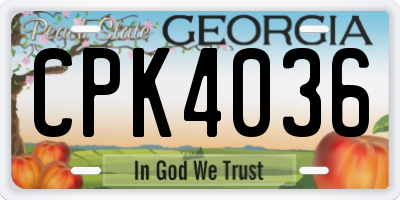 GA license plate CPK4036