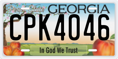 GA license plate CPK4046