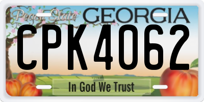 GA license plate CPK4062