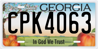 GA license plate CPK4063