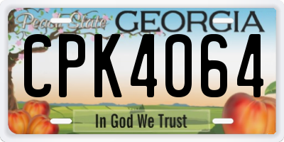 GA license plate CPK4064