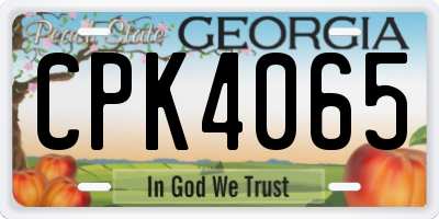 GA license plate CPK4065