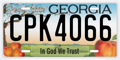 GA license plate CPK4066