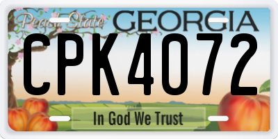 GA license plate CPK4072