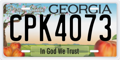 GA license plate CPK4073