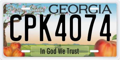 GA license plate CPK4074