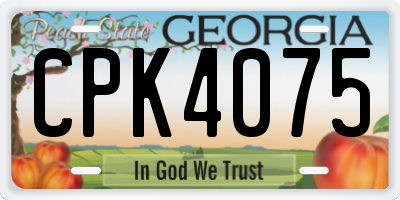 GA license plate CPK4075