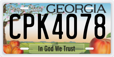 GA license plate CPK4078