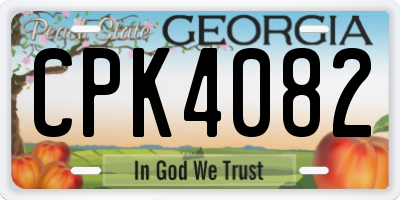 GA license plate CPK4082