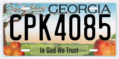 GA license plate CPK4085
