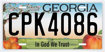 GA license plate CPK4086