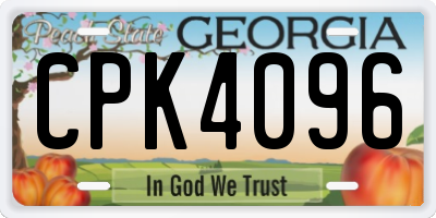 GA license plate CPK4096