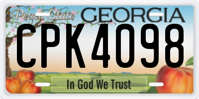 GA license plate CPK4098