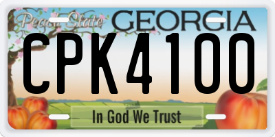 GA license plate CPK4100